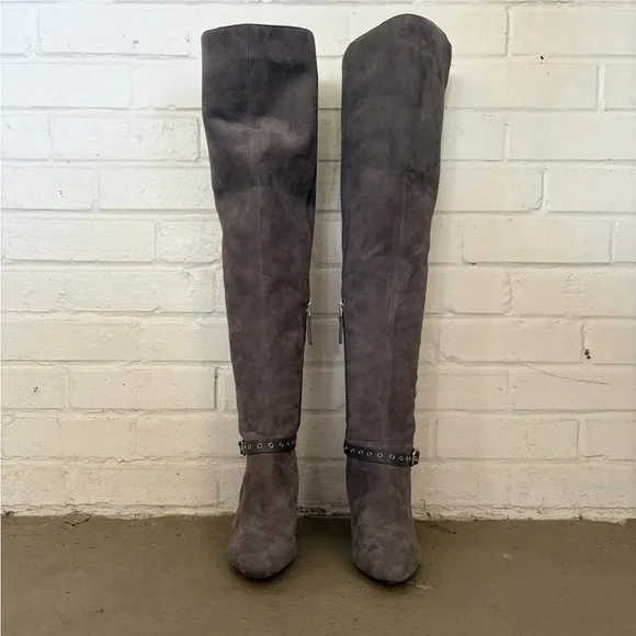 Nine West Women's Sandor Knee High Boots in Dark Grey Suede, SZ 6.5 - Picture 7 of 13